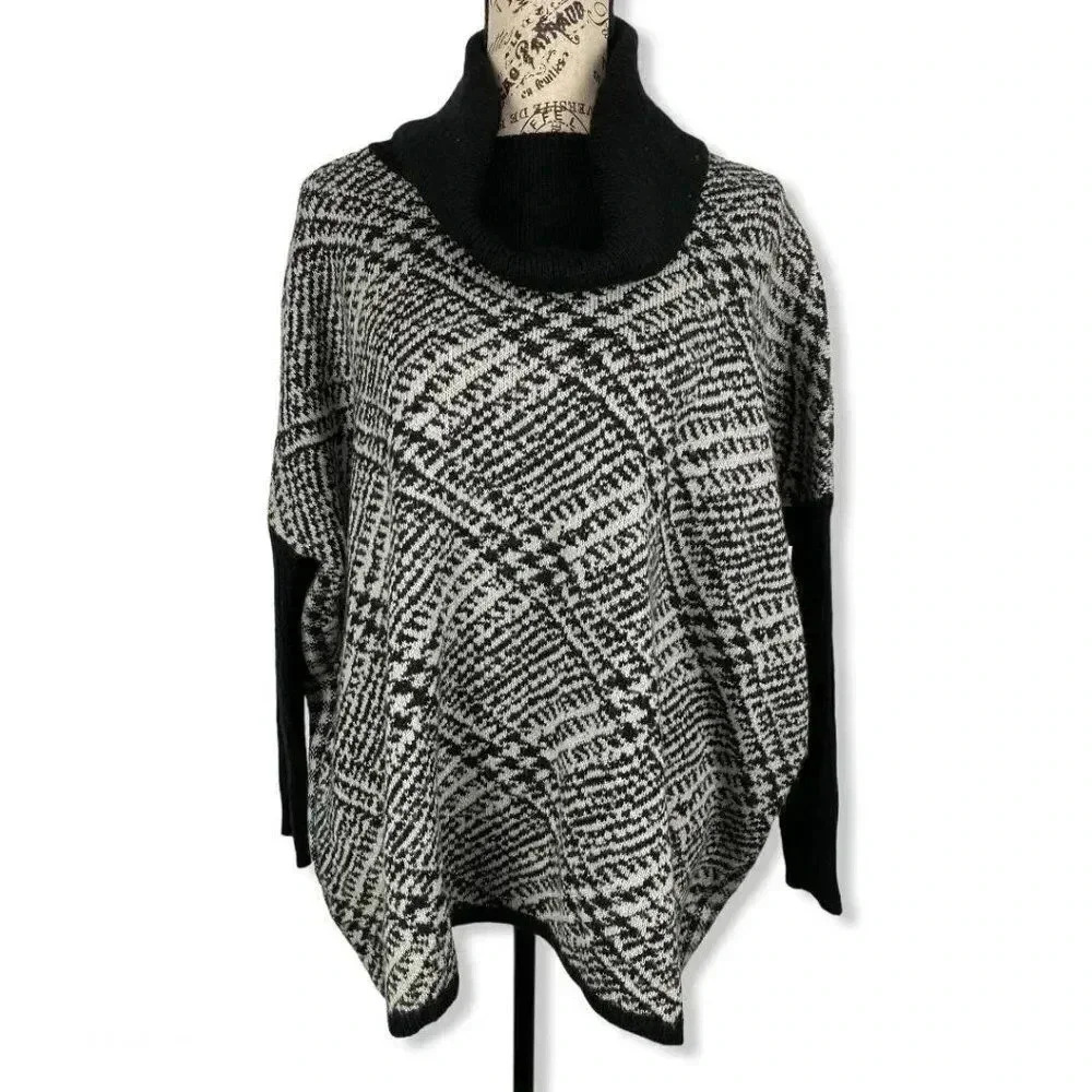 Joseph Allen plaid pullover poncho sweater